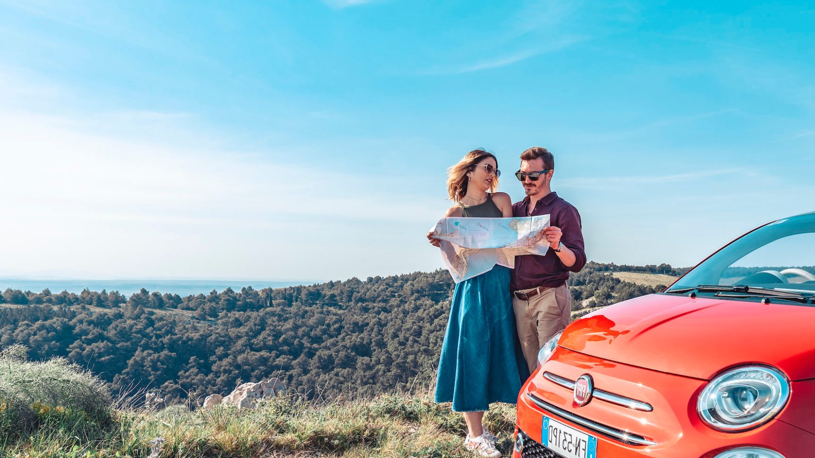 Couple looking at map
