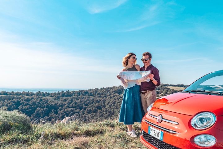 Couple looking at map