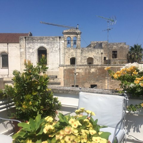 a garden in front of a building
