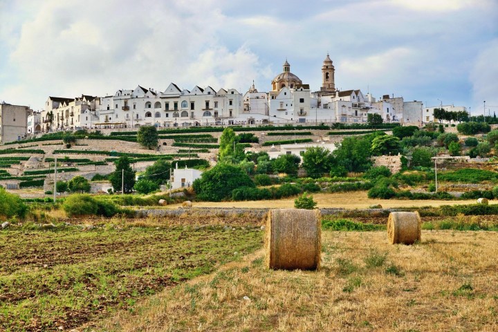 a castle on top of a grass covered field